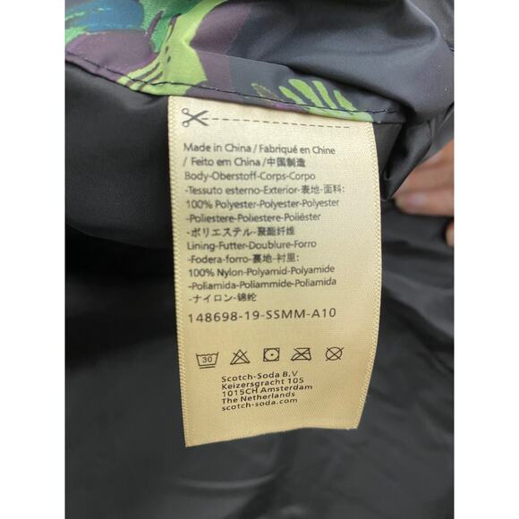 Scotch & Soda Men's Seasonal Palm Print Hooded Rain Jacket Men's Medium - Picture 6 of 7